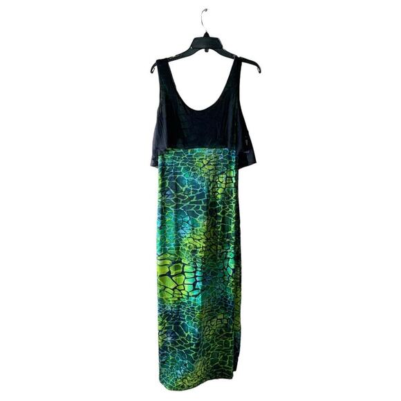 Just Love Maxi Dress Size Medium Side Slit Colorblock Top Sheer Sleeveless - Picture 1 of 10